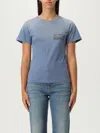 Golden Goose Faded Blue T-shirt With Print On The Chest Women In Blue