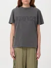 Golden Goose Doris Cotton T-shirt With Logo Detail In Grey