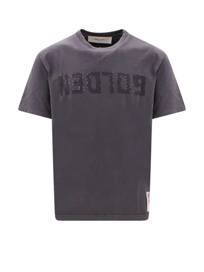 Golden Goose Logo Distressed Cotton Jersey T-shirt In Grey