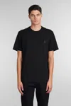 Golden Goose Men Black Crewneck T-shirt With Star Detail On The Front In Cotton Man