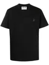 Golden Goose Men Black Crewneck T-shirt With Star Detail On The Front In Cotton Man In Black