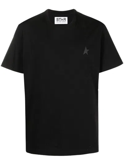 GOLDEN GOOSE T-SHIRT IN BLACK COTTON WITH ICONIC LOGO STAR