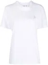 Golden Goose Star Collection T-shirt With Glittered Star On The Front In Bianco