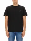 Golden Goose Men Black Crewneck T-shirt With Star Detail On The Front In Cotton Man In Black