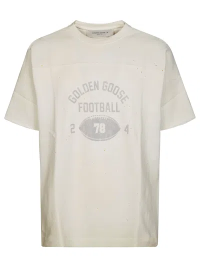 Golden Goose T-shirt Regular Stampa Vintage Football In White