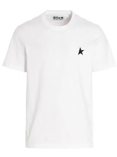 Golden Goose White T-shirt With Round Neck And One Star Logo Print On The Front In Cotton Man