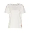 Golden Goose White Crewneck T-shirt With Rhinestone Embellishments On The Collar And Logo Detail On The Rear In White