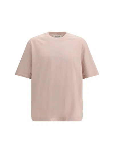 Golden Goose T-shirt With An Embossed Reverse Golden Logo In Pink
