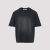 Golden Goose Washed Black Embroidered Logo T-shirt In Black