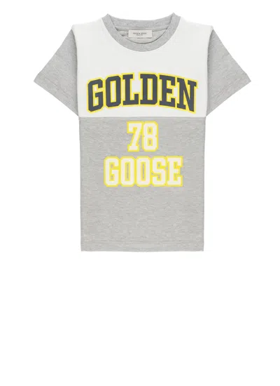 Golden Goose Kids' T-shirt With Logo In Gray