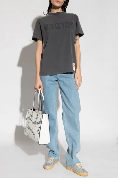 Golden Goose T-shirt With Logo In Grey