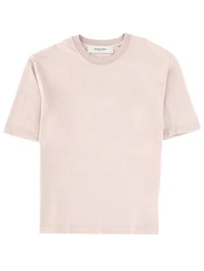 Golden Goose Neutrals Tonal Back Embroidered Cotton T-shirt In Pink