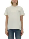 Golden Goose White Crewneck T-shirt With Logo Lettering On The Front In White Black