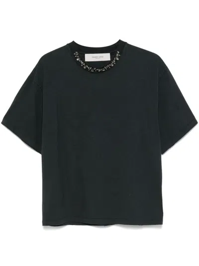Golden Goose Crystal Embellished Cotton T-shirt In Black