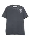 Golden Goose Dark Blue Cotton T-shirt With Contrasting Logo In Blue