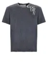 Golden Goose Dark Blue Cotton T-shirt With Contrasting Logo In Blue