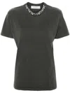 Golden Goose Distressed Grey Cotton T-shirt With Crystal Embellishments In Gray