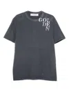 Golden Goose Dark Blue Cotton T-shirt With Contrasting Logo In Gray