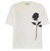Golden Goose Oversized T-shirt With Black Rose Graphic And Metallic Stars In Neutral