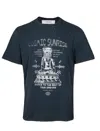 Golden Goose Grey T-shirt With Graphic Print On The Front And Details With Tears In Cotton Man In Washed Black