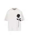 Golden Goose Oversized T-shirt With Black Rose Graphic And Metallic Stars In White
