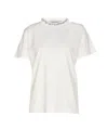 Golden Goose White Crewneck T-shirt With Rhinestone Embellishments On The Collar And Logo Detail On The Rear In C In White
