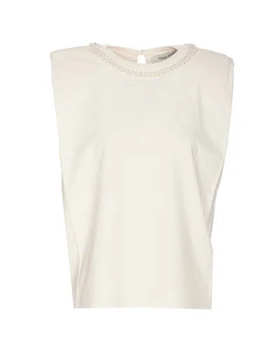 Golden Goose Journey Sleeveless Pearl-embellished T-shirt In White