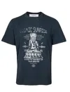 Golden Goose Grey T-shirt With Graphic Print On The Front And Details With Tears In Cotton Man In Washed Black