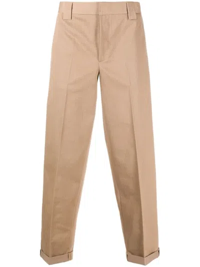 Golden Goose Tailored Beige Trousers With Straight Leg In Brown