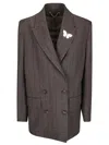 Golden Goose Tailored Blazer With Tunnel Design And Pinstripe Pattern In Gray