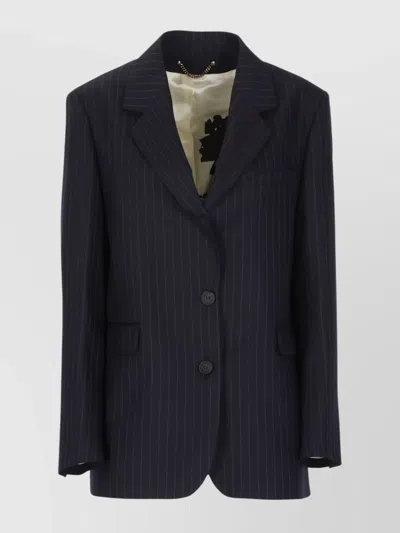 GOLDEN GOOSE TAILORED PINSTRIPED WOOL BLAZER POCKETS