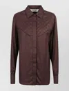 Golden Goose Tailored Shirt With Cut Piping And Quilted Yoke In Brown