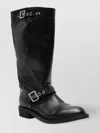 Golden Goose High Biker Boots In Black Leather With Silver Studs And Buckles