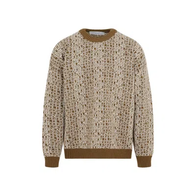 Golden Goose Tapenade Lambs Wool Journey M S Boxy Crew Neck Knit In Neutrals