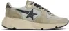 Golden Goose Running Sneakers In Nylon And Suede With Brown Glitter In Ice/taupe/black/brow