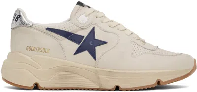Golden Goose Running Sole Sneakers In White/blue/silver