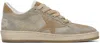 Golden Goose Ballstar Sabot Suede Glitter Slide Sneakers In 15709 Ice/tobacco