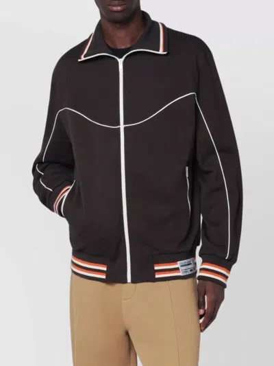 GOLDEN GOOSE TECHNICAL JERSEY ZIP SWEATSHIRT WITH CONTRAST PIPING