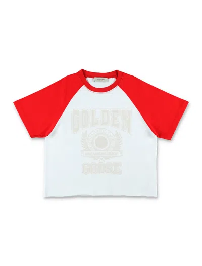 Golden Goose Kids' Tee Sleeves Red In White/haute Red