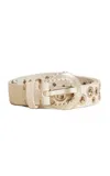 Golden Goose Tex Buckle Eyelet-detailed Leather Belt In White