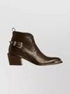 Golden Goose Textured Leather Ankle Boots With Buckle Detail In Brown