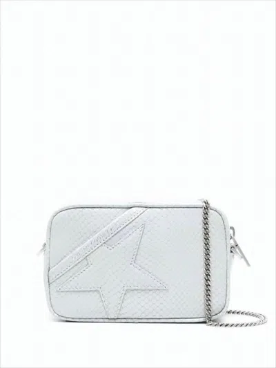 Golden Goose Textured Leather Shoulder Bag With Snakeskin Detail In White