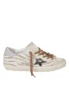 Golden Goose Super-star Distressed Metallic Leather And Suede-trimmed Zebra-print Calf Hair Sneakers In Multi