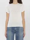 Golden Goose Viscose Blend T-shirt With Ribbed Crew Neck And Front Print In White