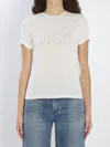 Golden Goose Viscose Blend T-shirt With Ribbed Crew Neck And Front Print In White