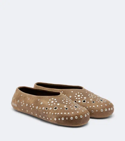 Golden Goose Tierra Studded Suede Slip-on Shoes In Brown