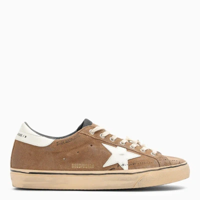 Golden Goose Tobacco/white Super-star Trainer Men In Cream