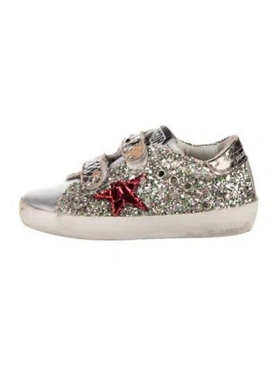 Pre-owned Golden Goose Babies' Toddler Girl's Glittered Low Top Sneakers In Silver