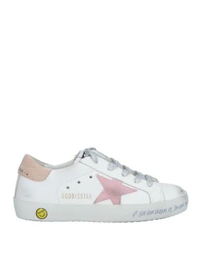 Golden Goose Kids' Super Star Glitter Lace Up Sneakers In Optic White Antique Pink Nougat