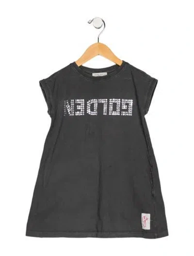 Pre-owned Golden Goose Babies' Toddler Girls Branded Crystal Embellished Dress In Gray